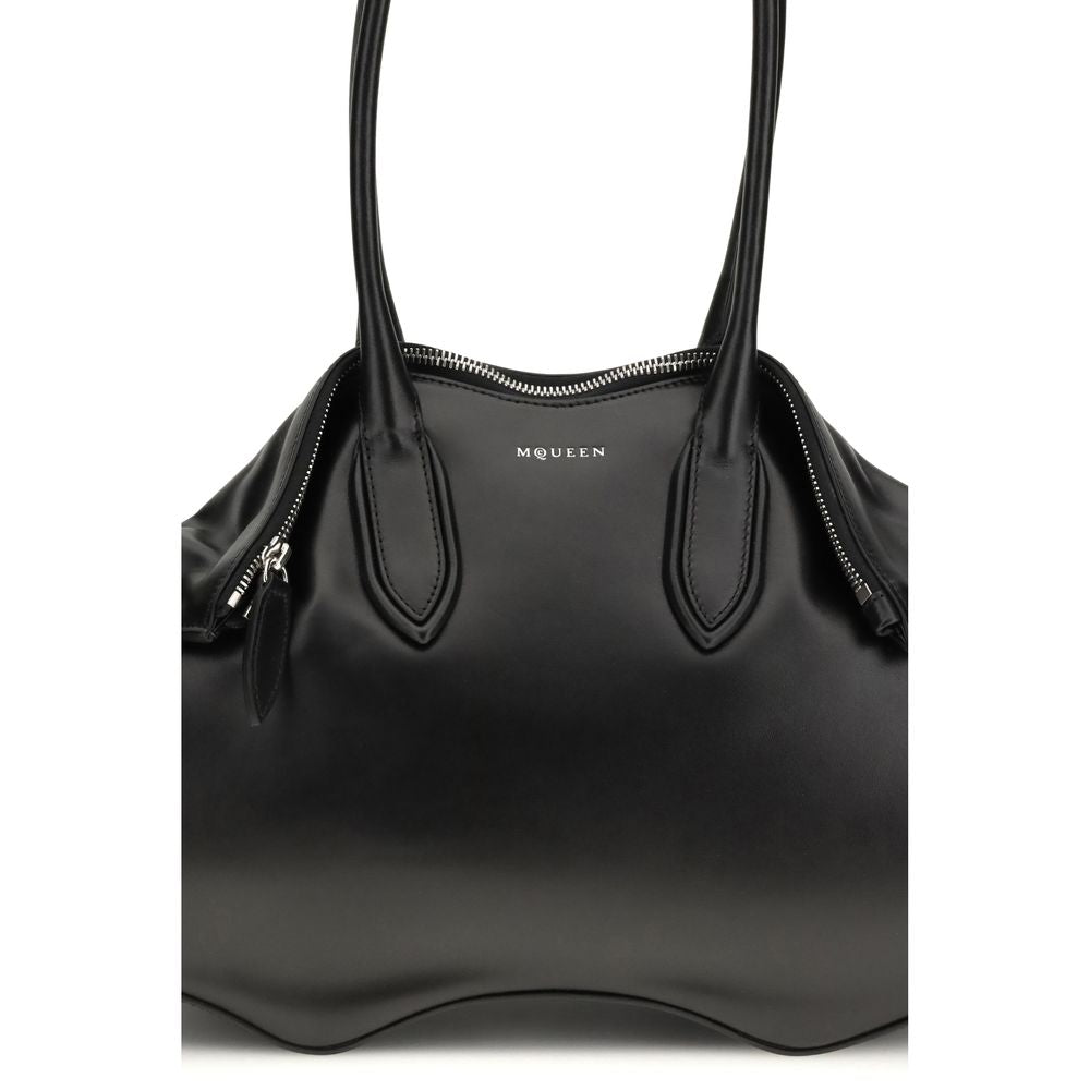 Alexander McQueen Schwarze Bos Taurus Kalbsleder Schultertasche