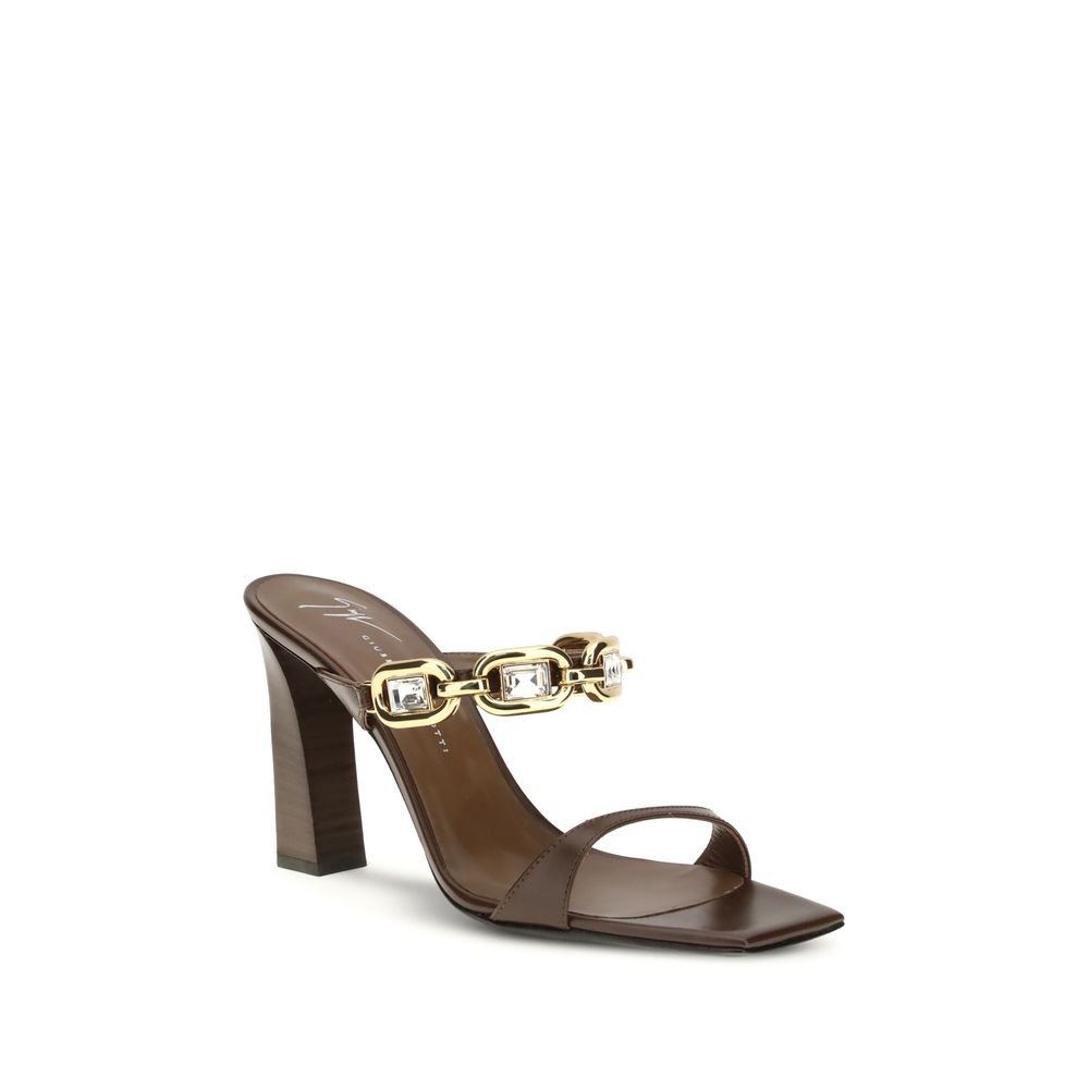 Giuseppe Zanotti Braune Sandalen aus Kalbsleder Bos Taurus