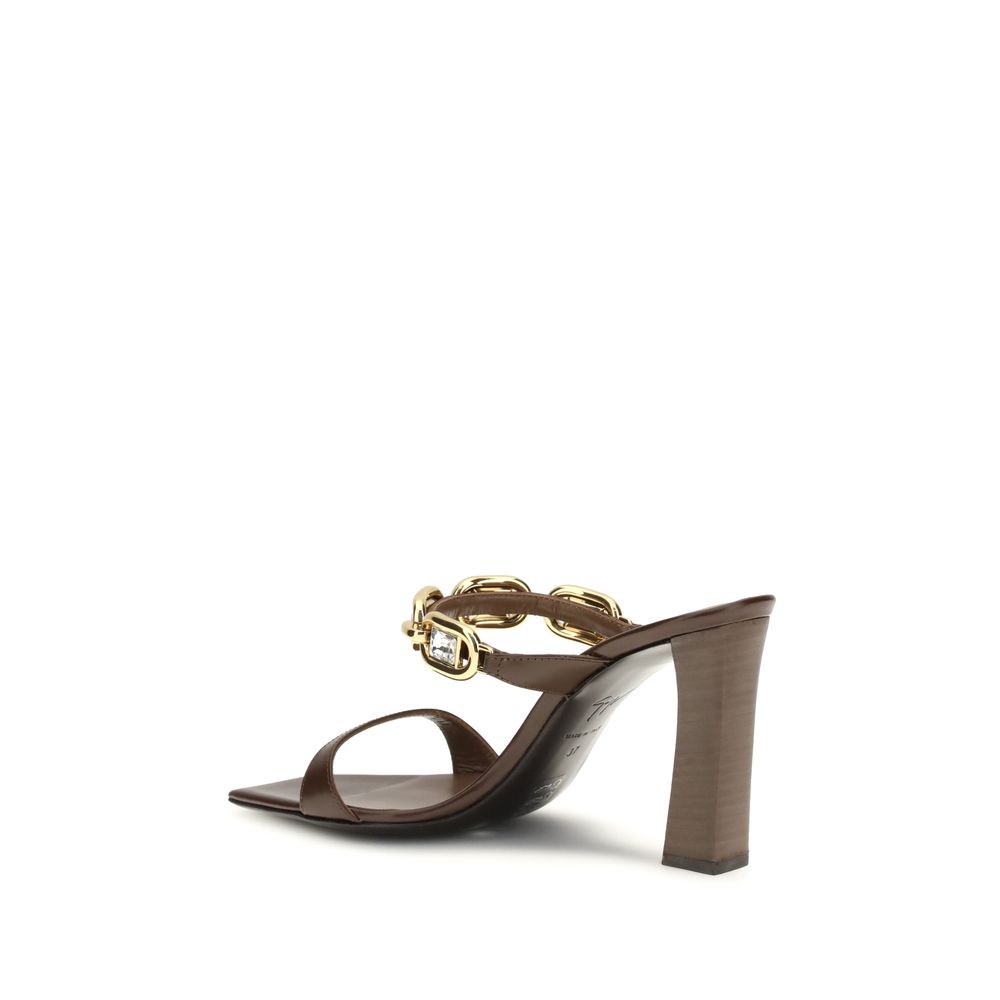 Giuseppe Zanotti Braune Sandalen aus Kalbsleder Bos Taurus