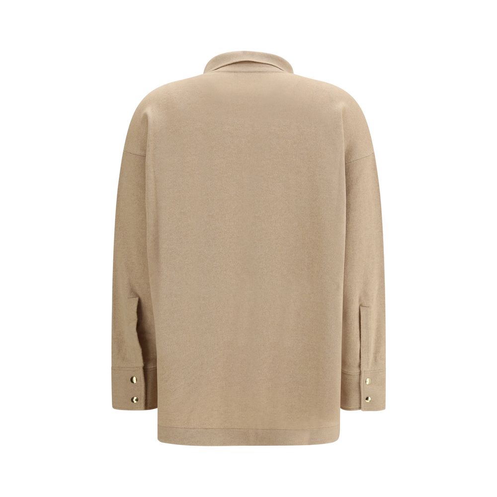 Fabiana Filippi Hemdbluse aus beigem Fleece-Wolle-Strick