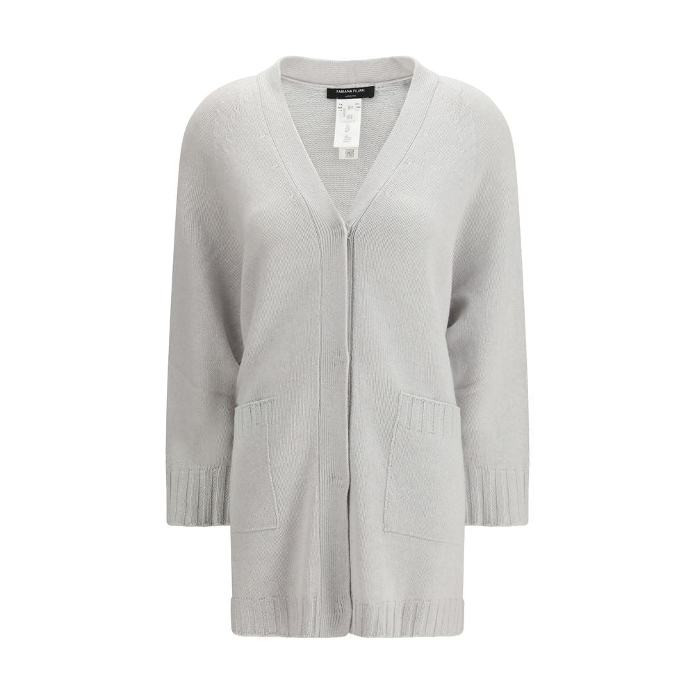 Fabiana Filippi Grauer Fleece-Woll-Cardigan