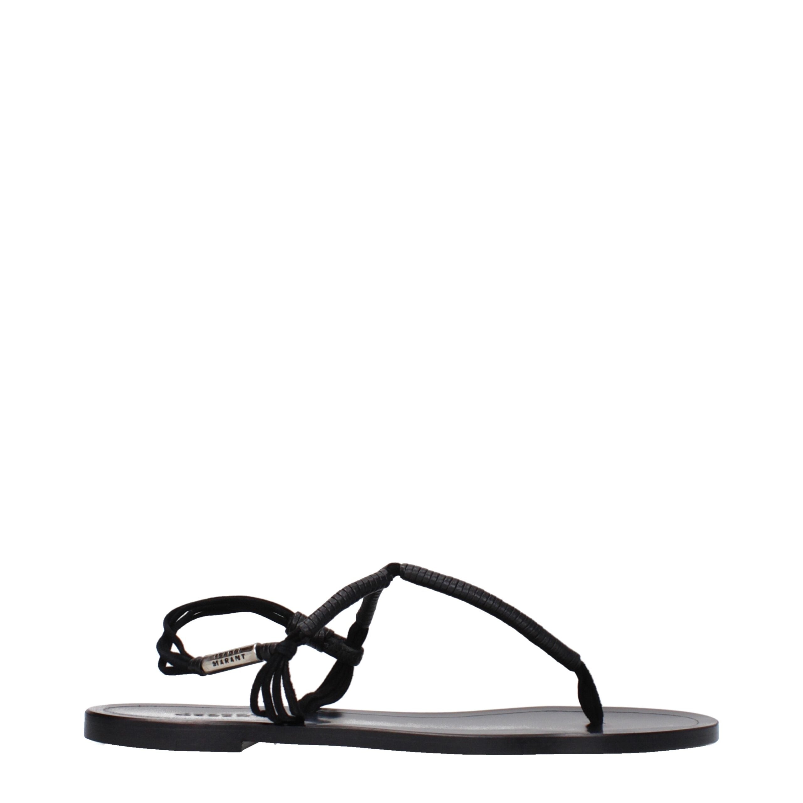 Isabel Marant Schwarze Leder-Flip-Flop-Sandalen