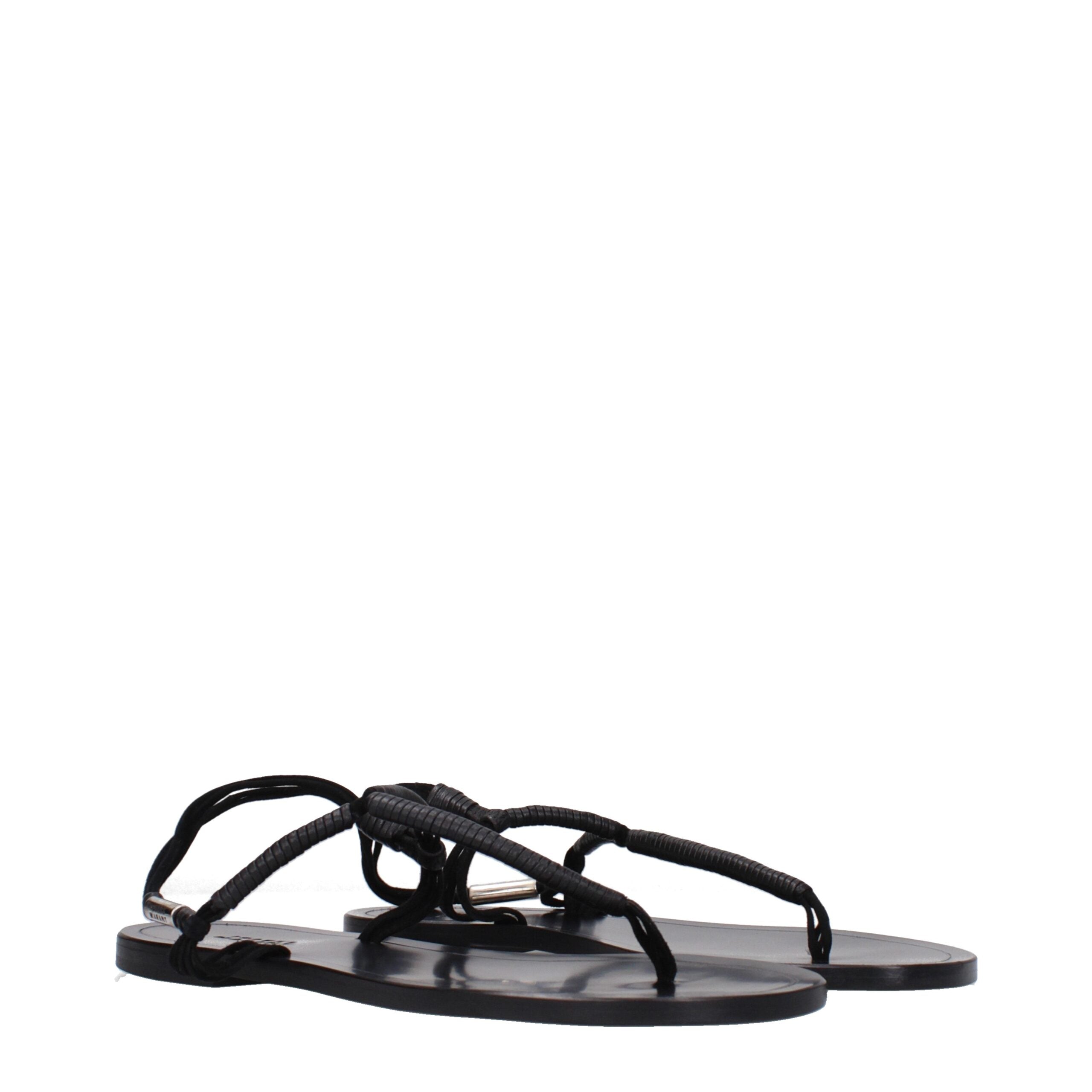 Isabel Marant Schwarze Leder-Flip-Flop-Sandalen