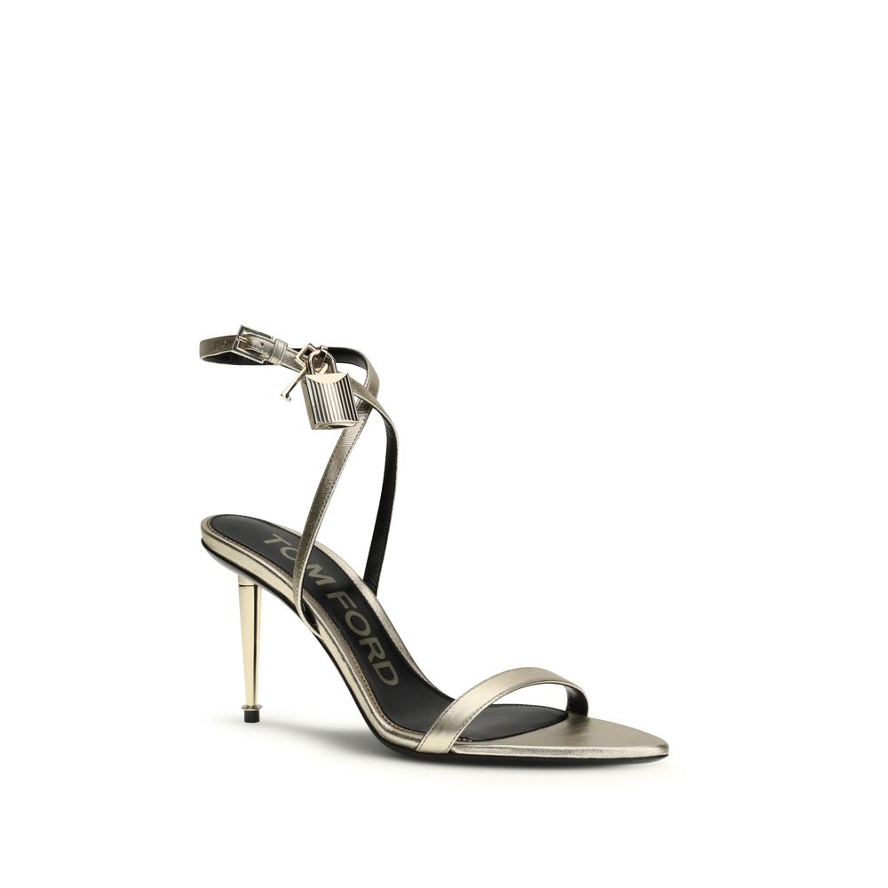 Tom Ford Sandale mit Stiletto-Absatz aus Kalbsleder Bos Taurus in Gold
