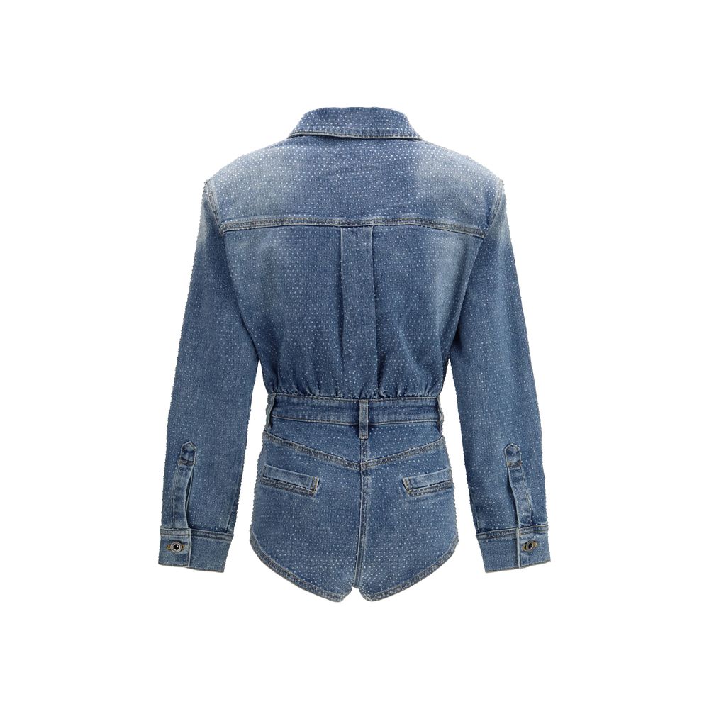 Self-Portrait Blauer Baumwoll-Jumpsuit