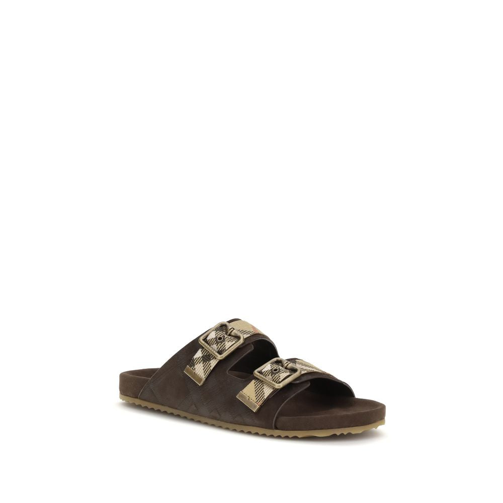 Burberry Braune Kalbsleder Bos Taurus Flache Sandalen
