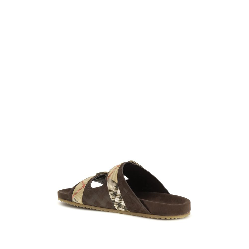 Burberry Braune Kalbsleder Bos Taurus Flache Sandalen