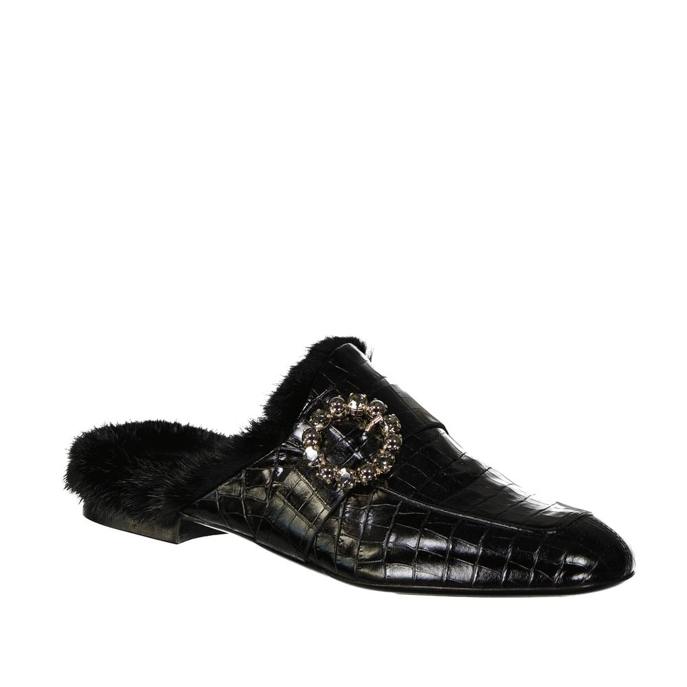 Eleventy Schwarze Mules aus Kalbsleder