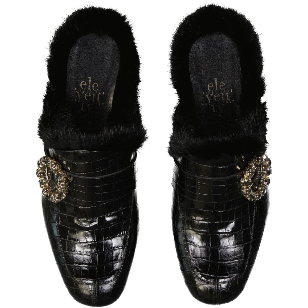 Eleventy Schwarze Mules aus Kalbsleder