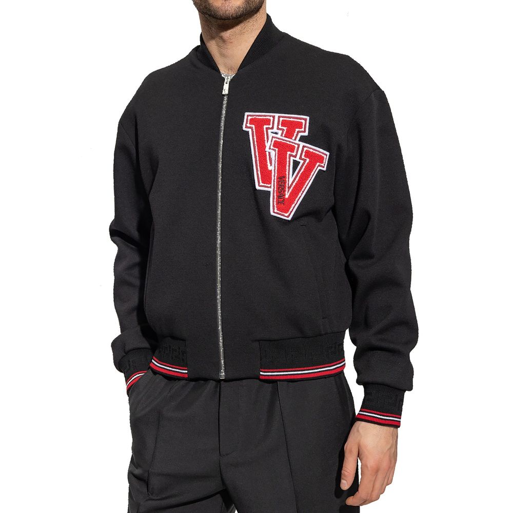 Versace Schwarzer Bomber aus reiner Schurwolle