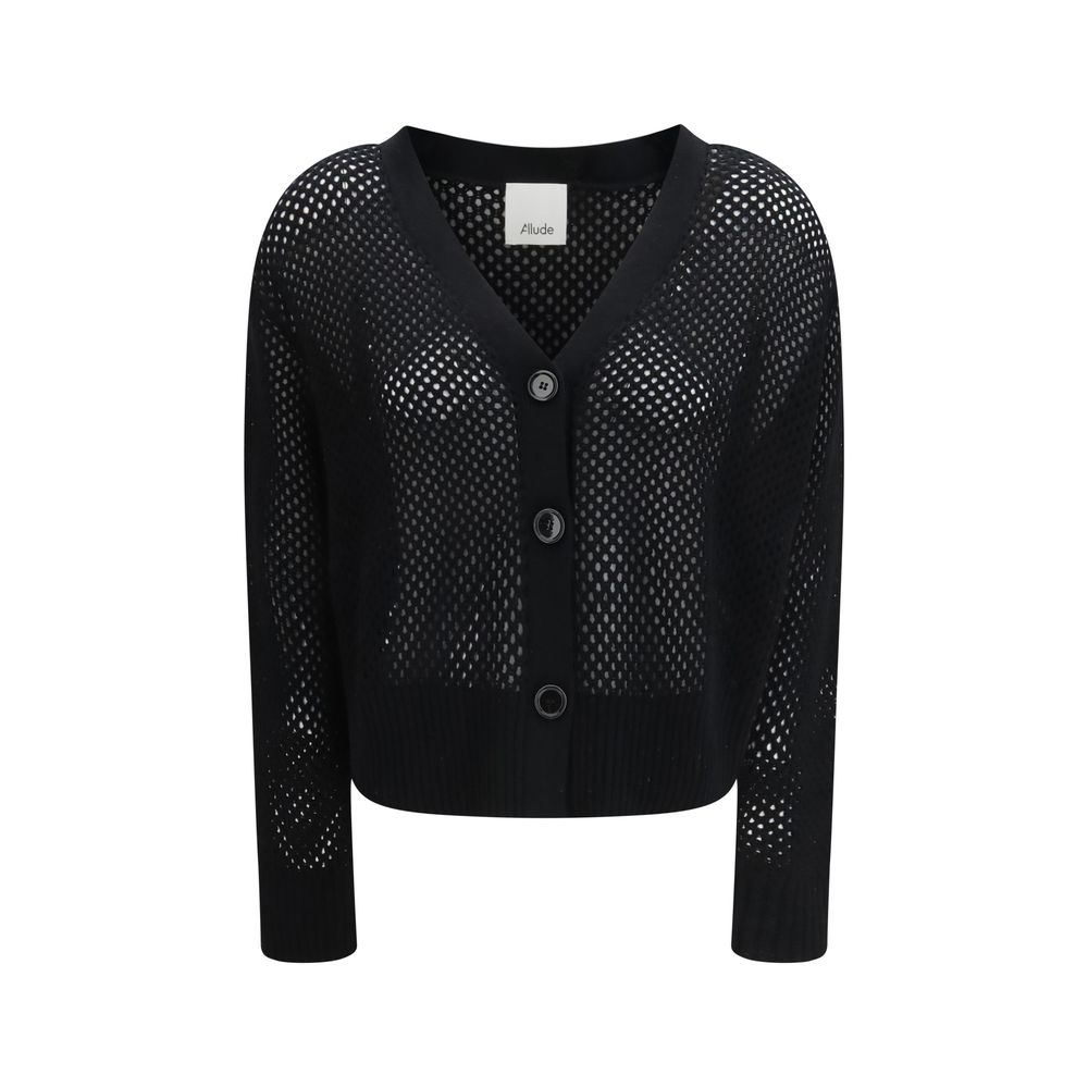 Allude Strickjacke aus schwarzer Fleece-Wolle