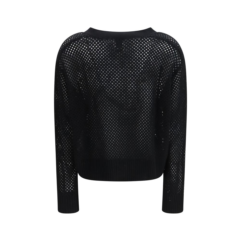 Allude Strickjacke aus schwarzer Fleece-Wolle