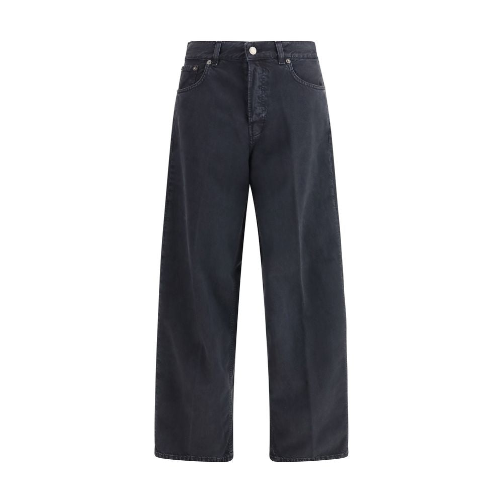 Haikure Schwarze Baumwoll-Jeans mit geradem Bein