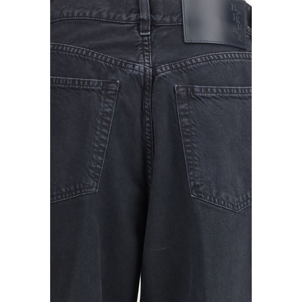 Haikure Schwarze Baumwoll-Jeans mit geradem Bein