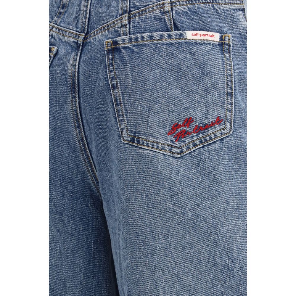 Self-Portrait Blaue Baumwolljeans im Relaxed Fit