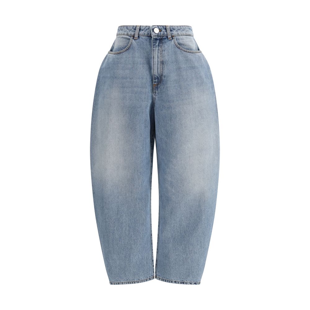 Rohe Blaue Jeans aus Baumwolle im geraden Schnitt