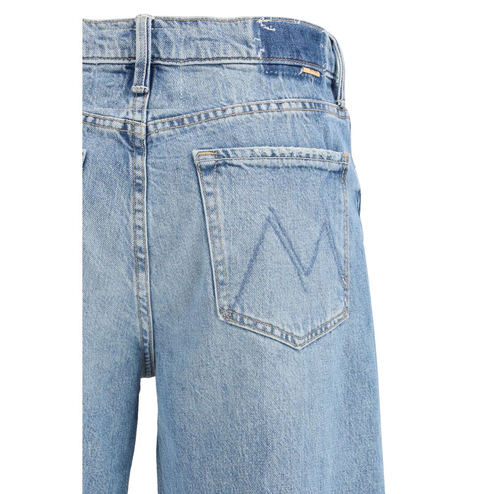 Mother Denim Blaue Cropped Jeans aus Baumwolle