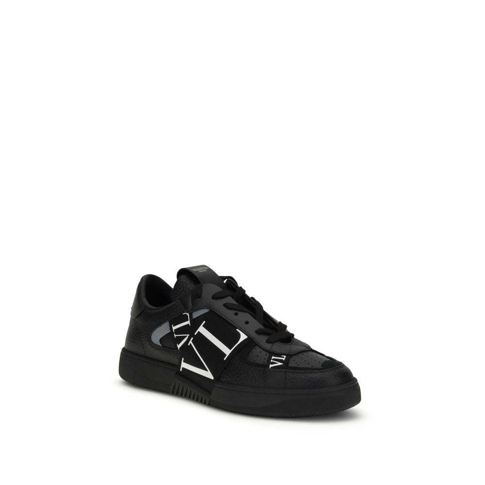 Valentino Garavani Schwarze Bos Taurus Kalbsleder Low-Top-Sneaker