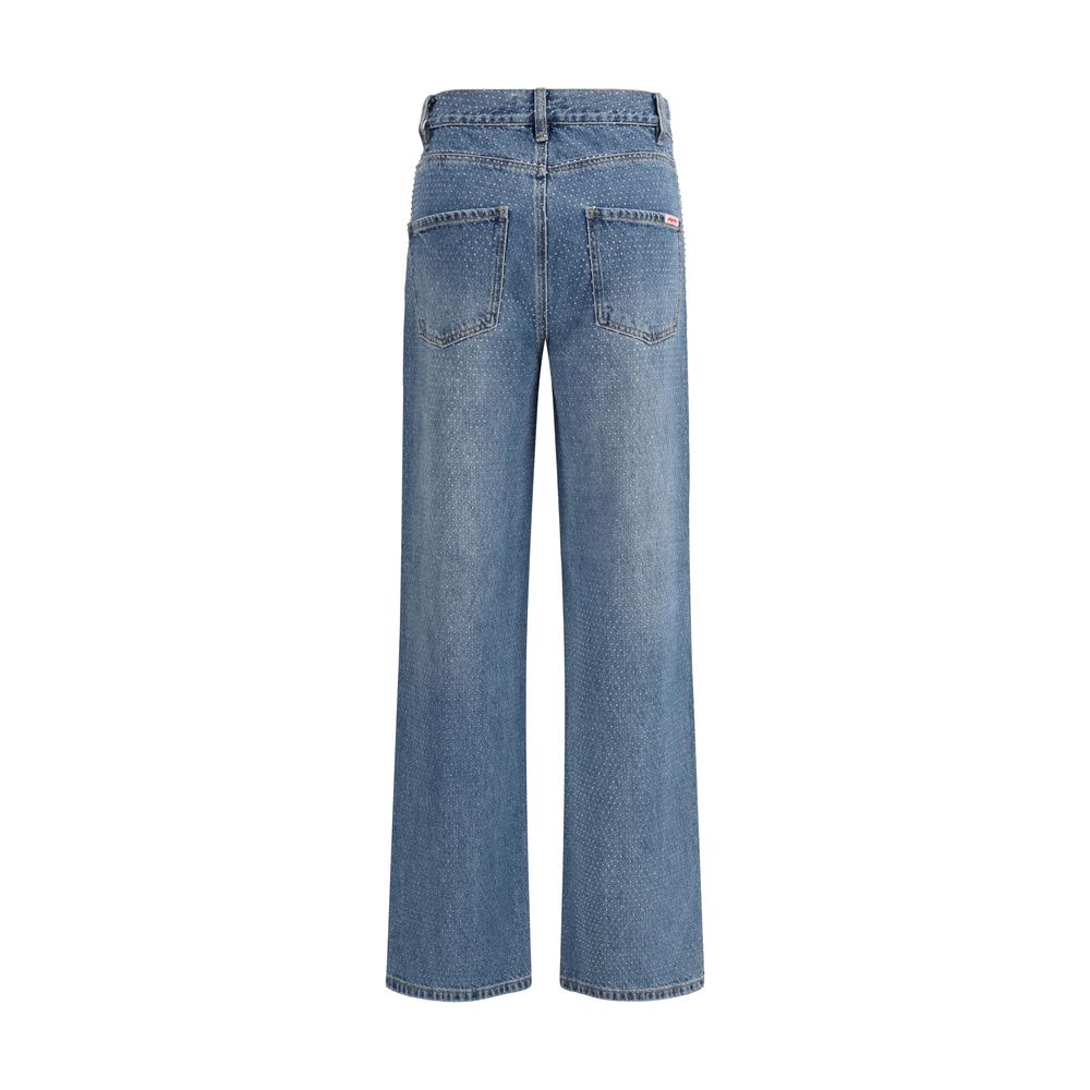 Self-Portrait Blaue Jeans aus Baumwolle im geraden Schnitt