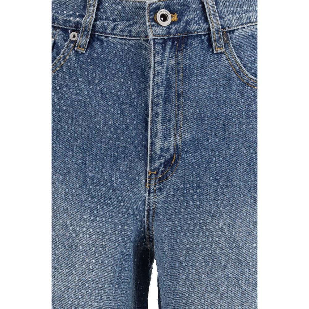 Self-Portrait Blaue Jeans aus Baumwolle im geraden Schnitt