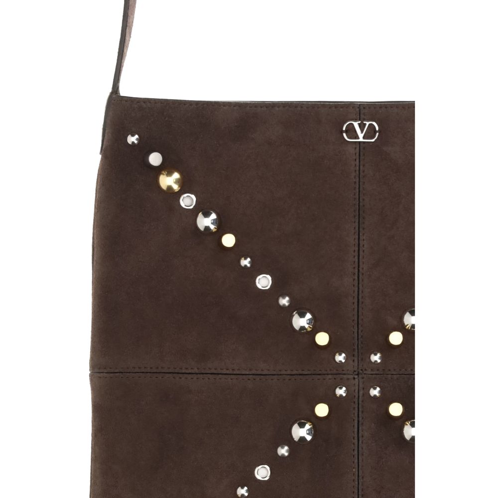 Valentino Garavani Braune Kalbsleder Bos Taurus Schultertasche