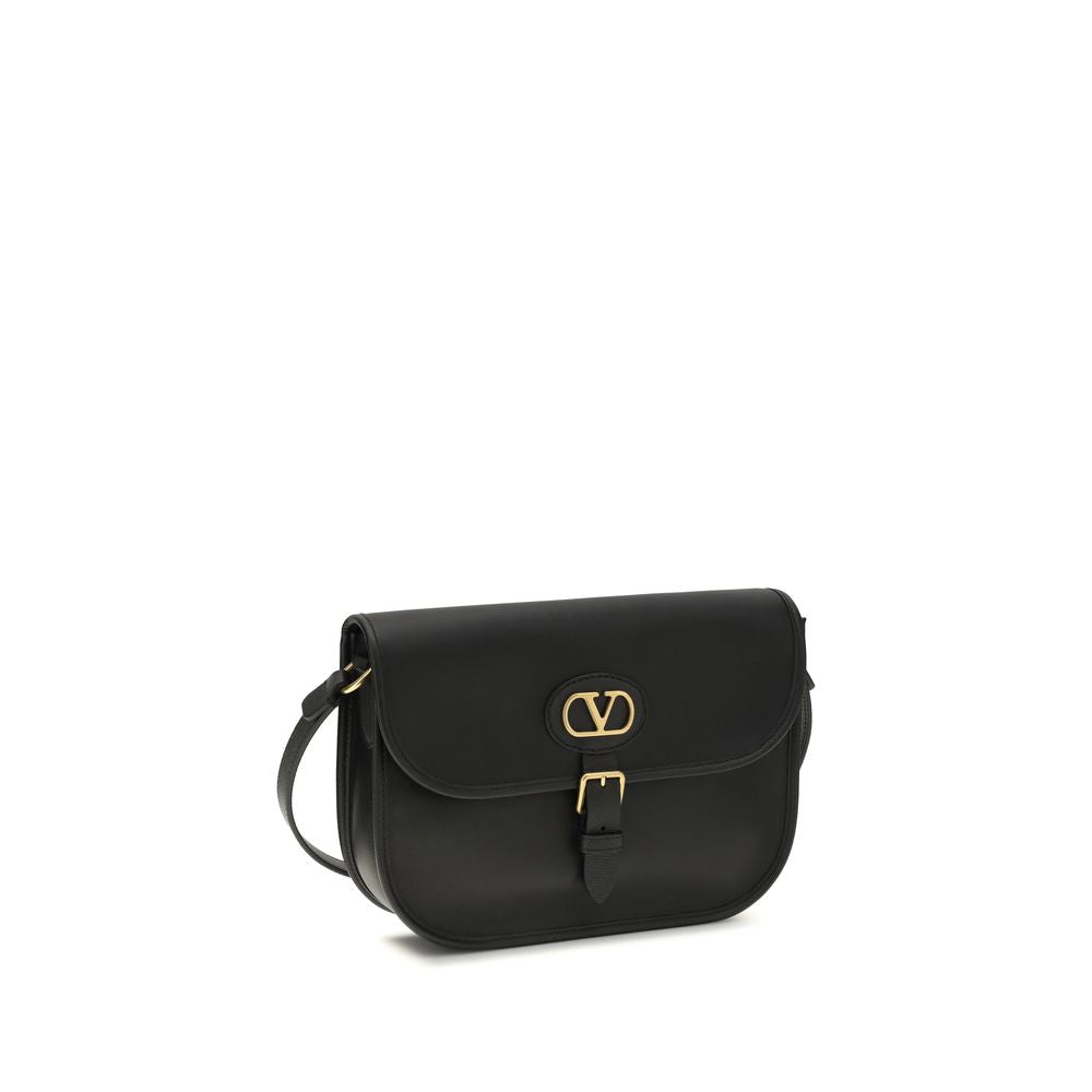Valentino Garavani Schwarze Bos Taurus Kalbsleder Schultertasche