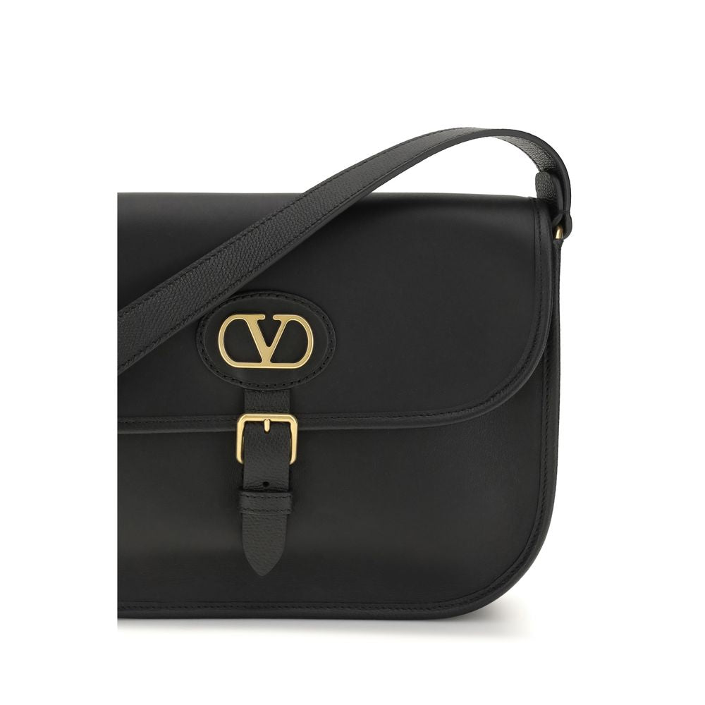 Valentino Garavani Schwarze Bos Taurus Kalbsleder Schultertasche