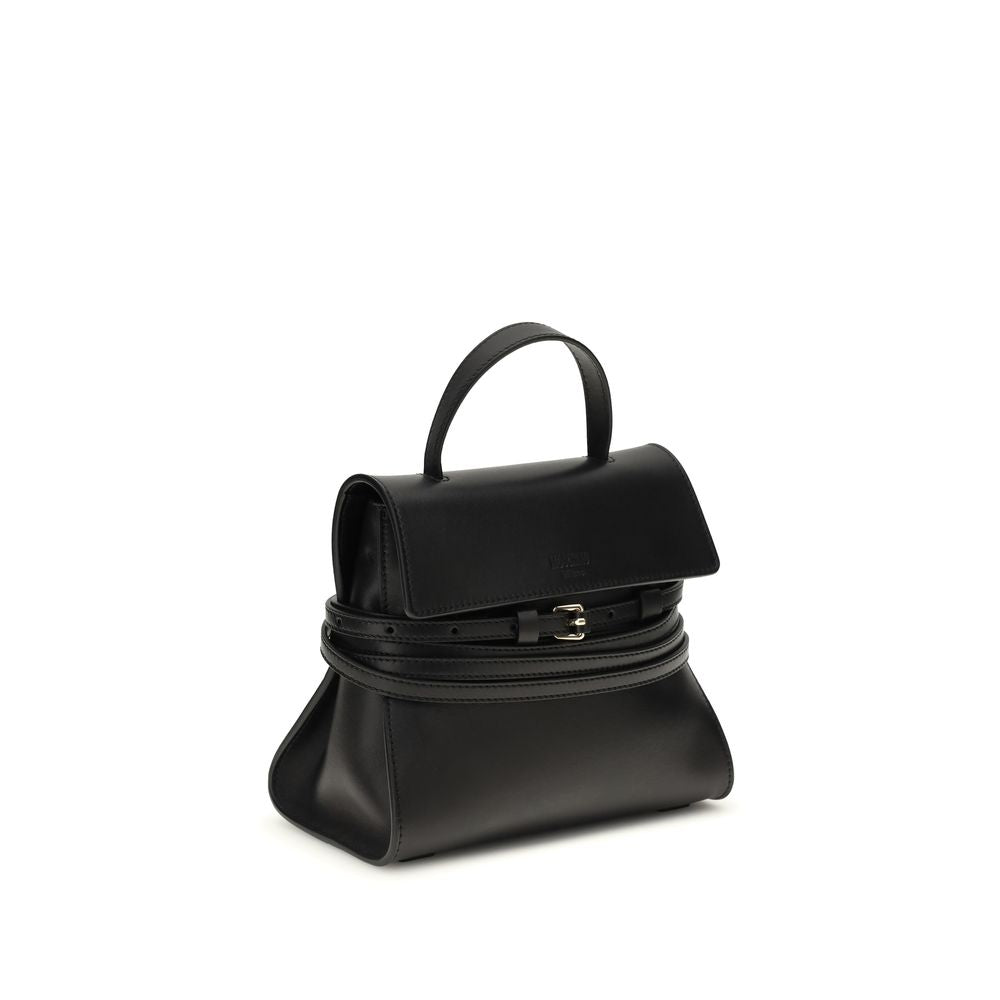 Moschino Schwarze Kalbsleder Bos Taurus Handtasche