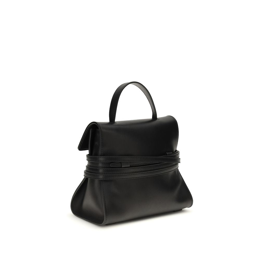 Moschino Schwarze Kalbsleder Bos Taurus Handtasche