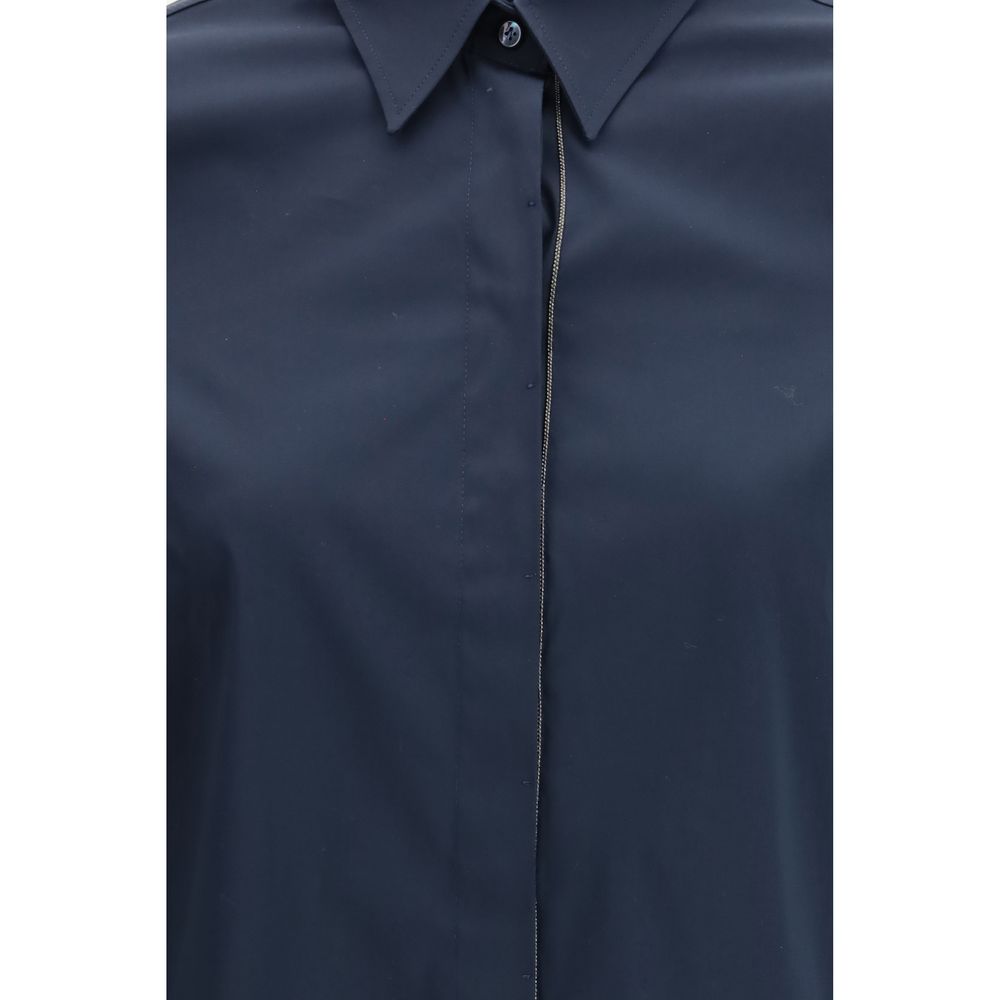 Brunello Cucinelli Blaues Baumwollhemd