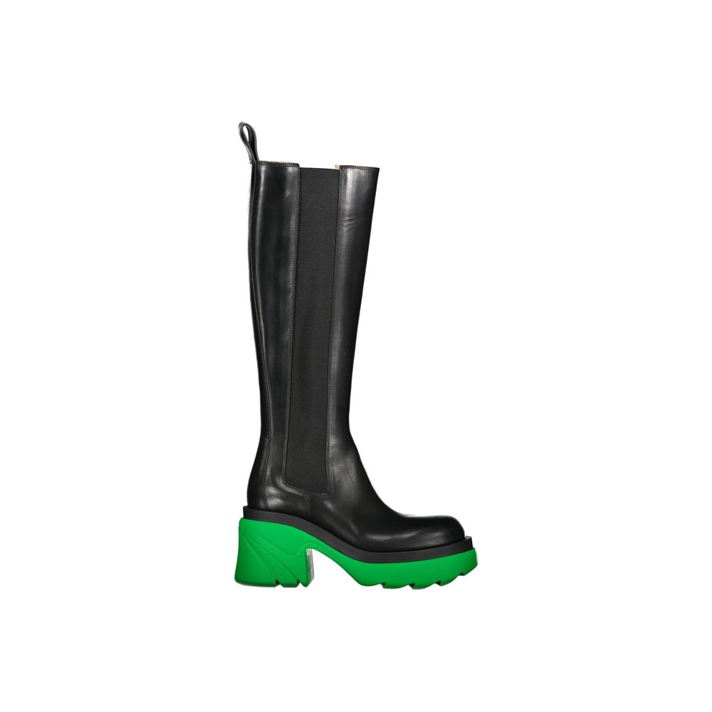 Bottega Veneta Schwarze Leder Overknee-Stiefel
