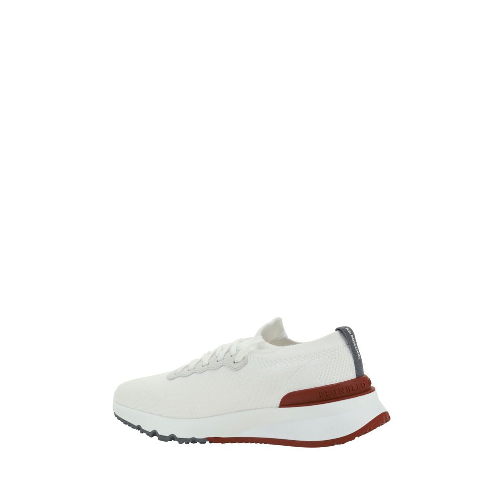 Brunello Cucinelli Weiße Low-Top-Sneaker aus Baumwolle
