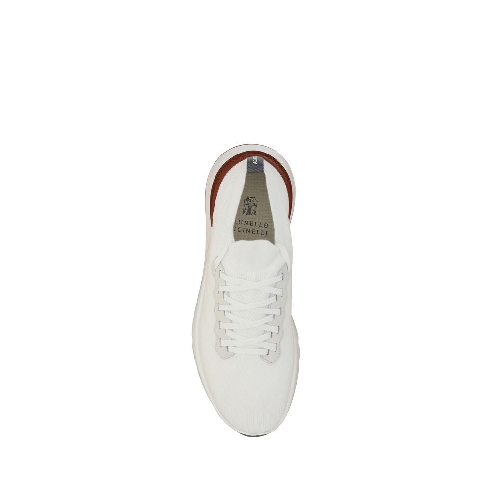 Brunello Cucinelli Weiße Low-Top-Sneaker aus Baumwolle