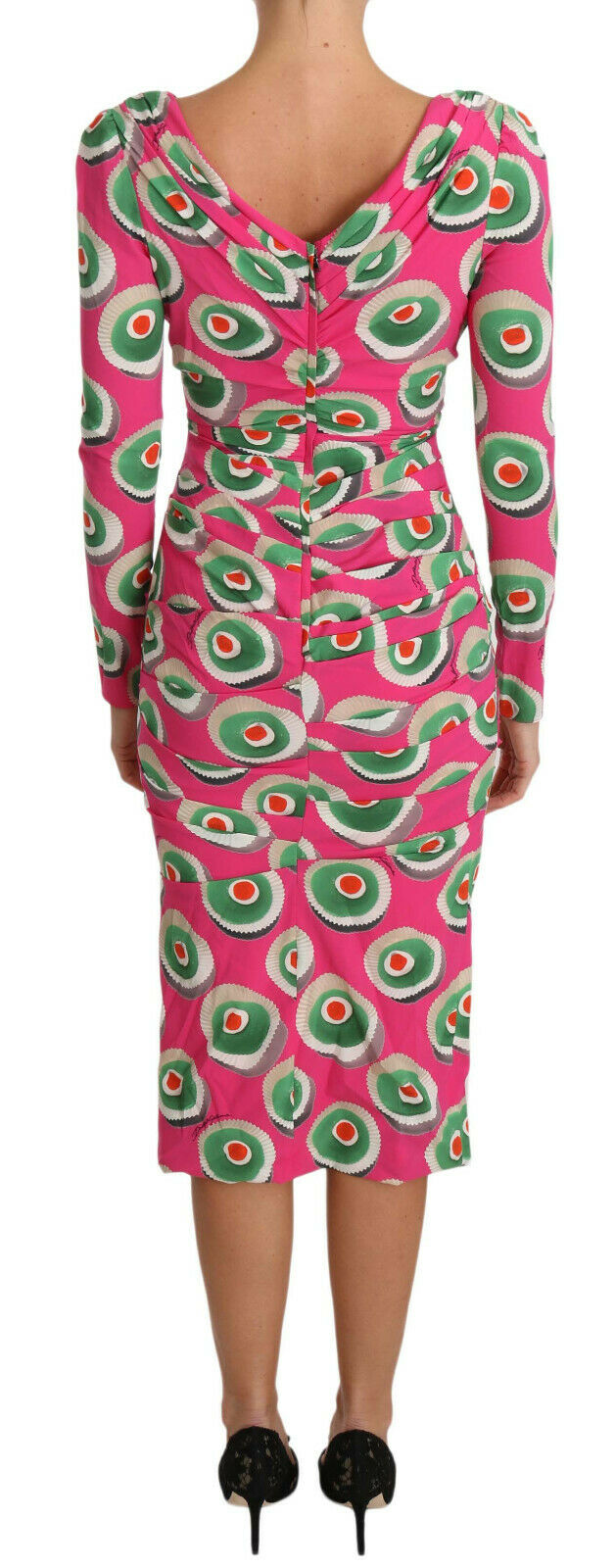 Dolce & Gabbana Rosa Seiden Cup Cake Etuikleid Stretchkleid