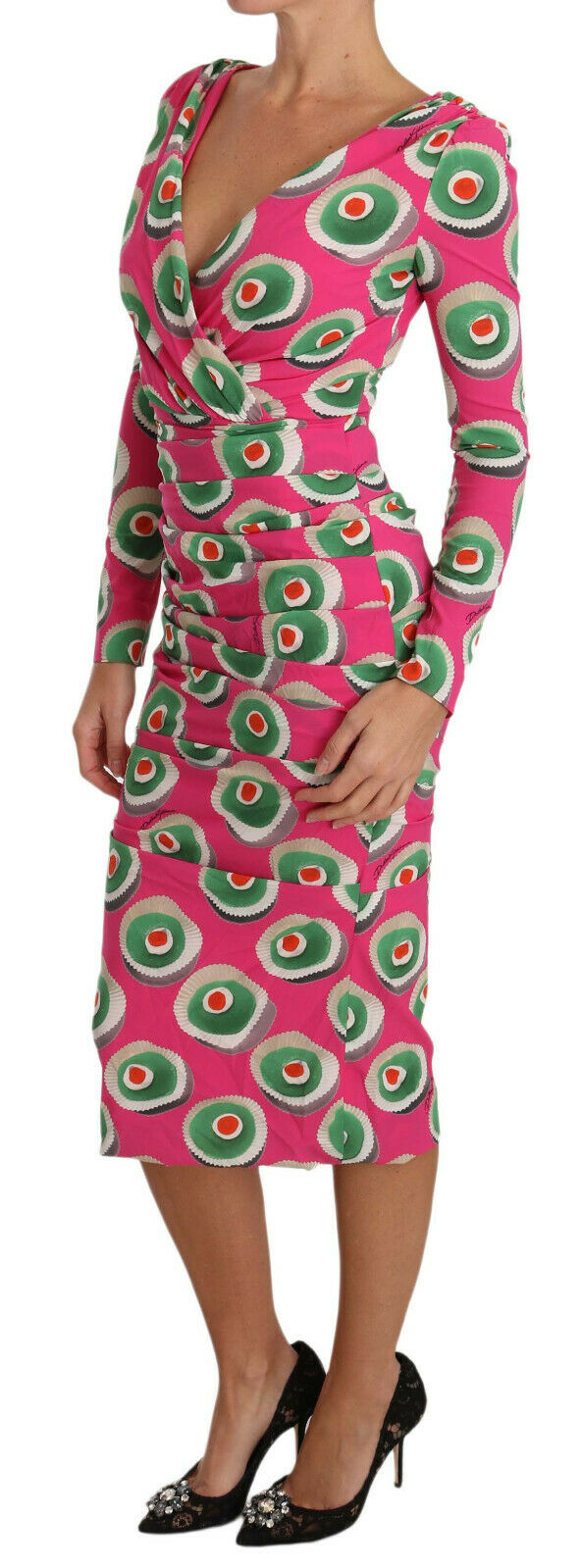 Dolce & Gabbana Rosa Seiden Cup Cake Etuikleid Stretchkleid
