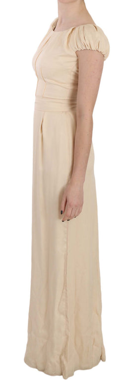 Dolce & Gabbana Beigefarbenes Seidenkleid mit Kapuzenärmeln