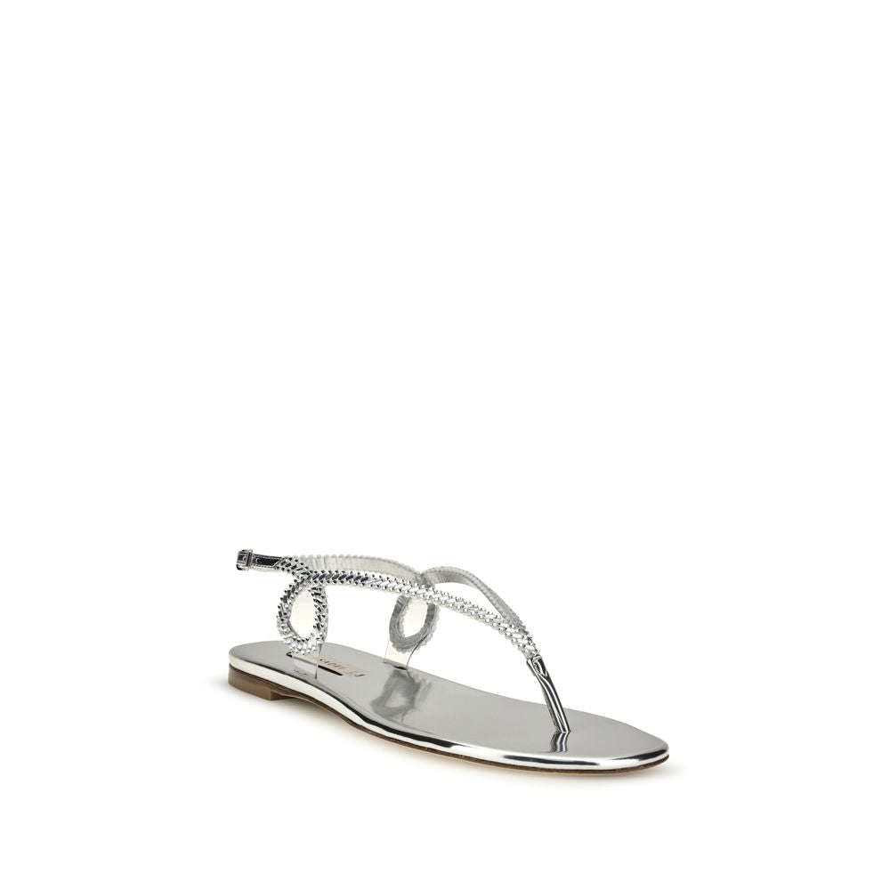 Casadei Sandalen aus silbernem Kalbsleder Bos Taurus