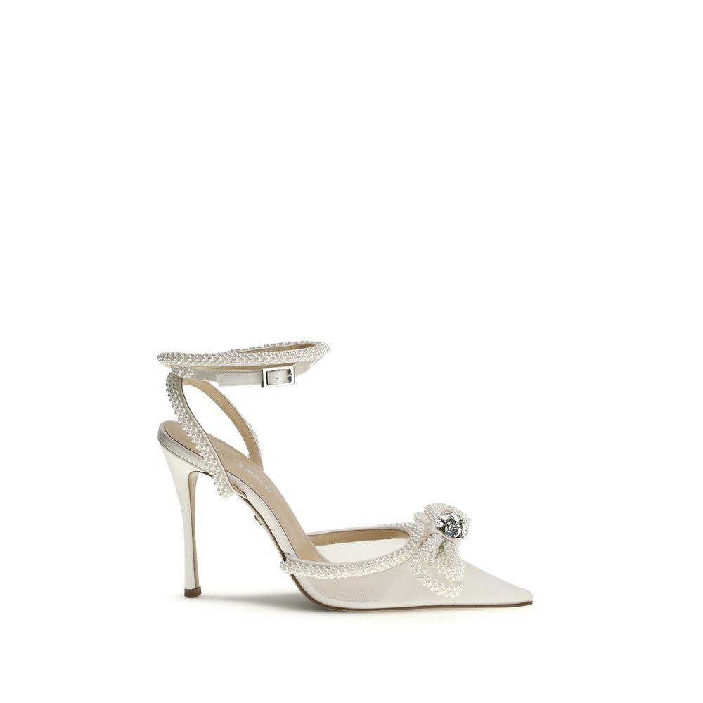 MACH & MACH Weiße Pumps aus Seide mit hohem Absatz
