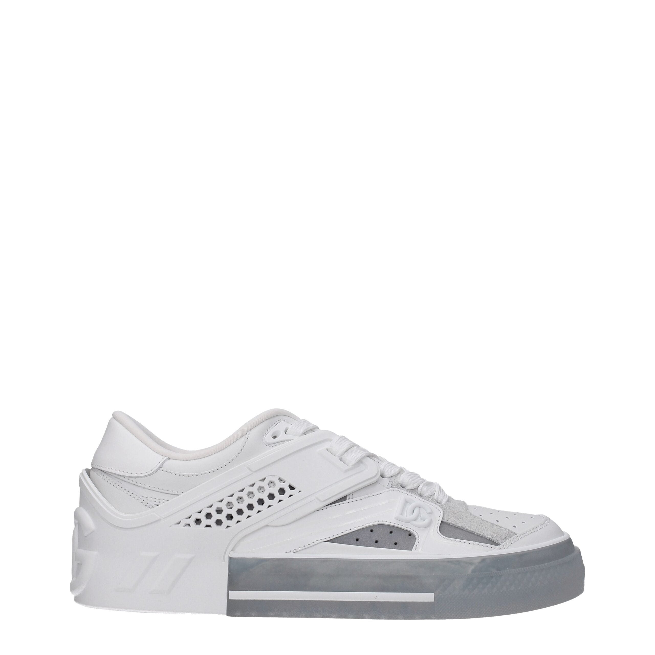 Dolce & Gabbana Weiße Low-Top-Sneaker aus Leder