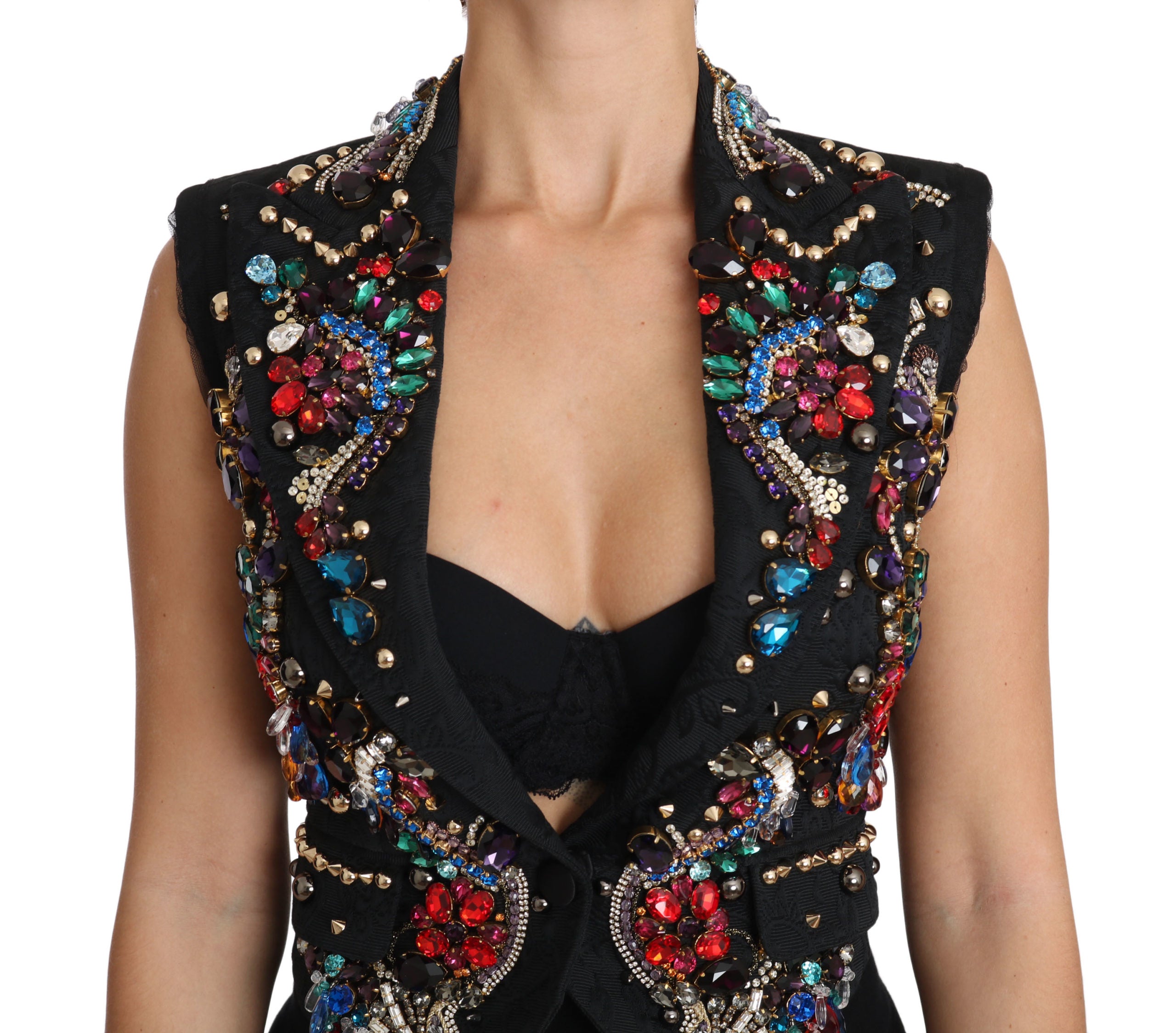 Dolce & Gabbana Schwarzer Kristall Sizilien Weste Weste