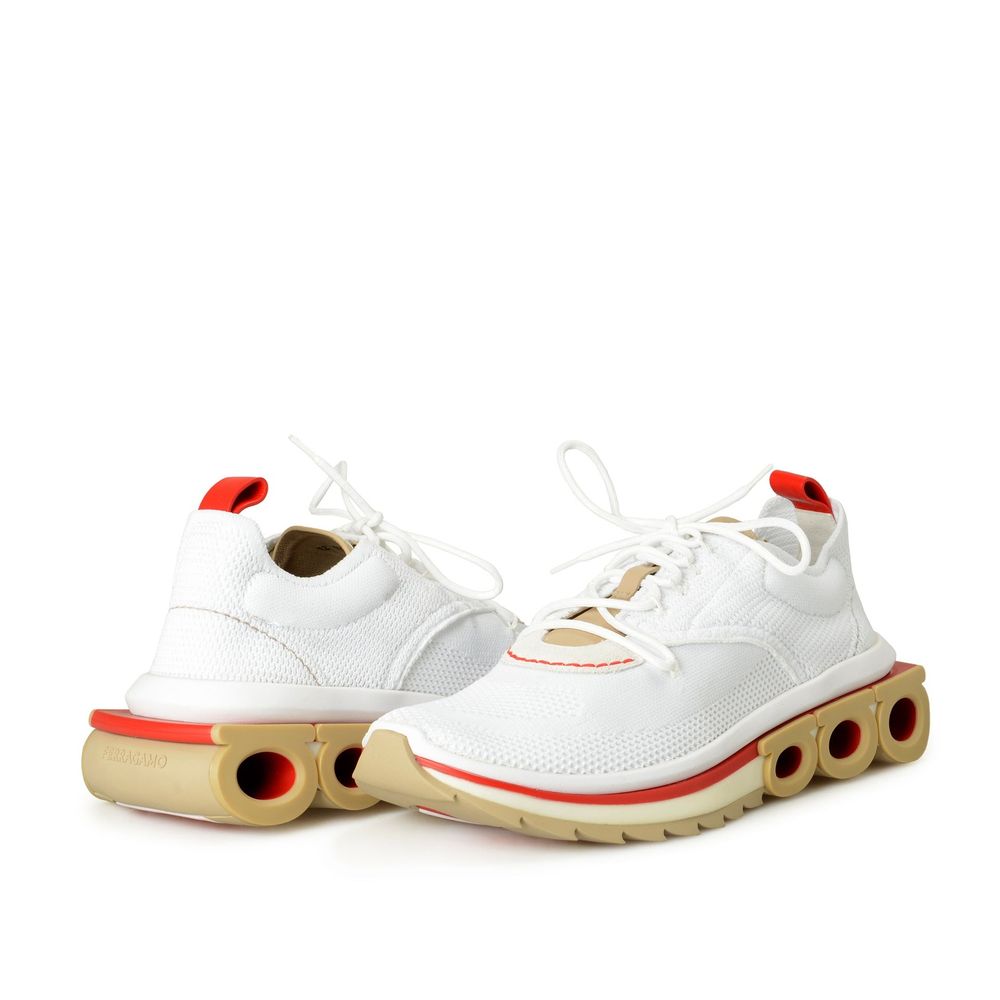 Salvatore Ferragamo Weiße Stoff-Sneaker im Athletic-Look