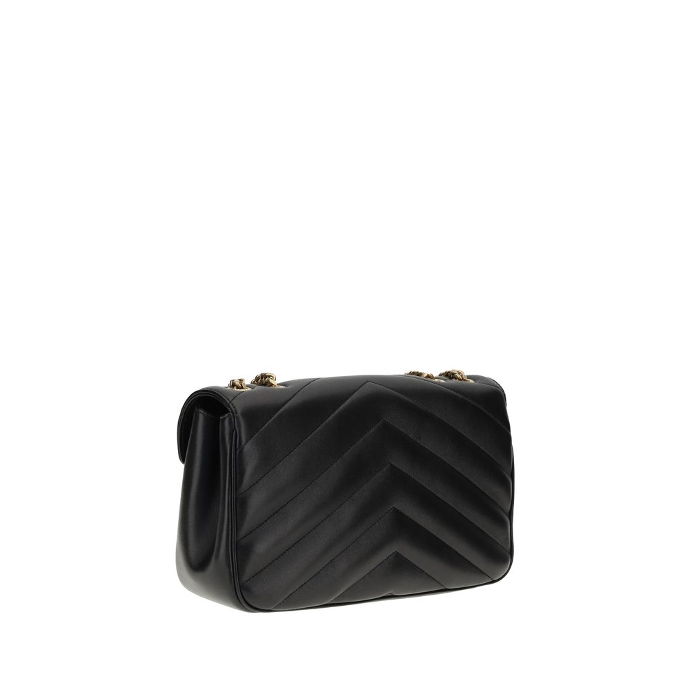 Saint Laurent Schwarze Bos Taurus Kalbsleder Schultertasche