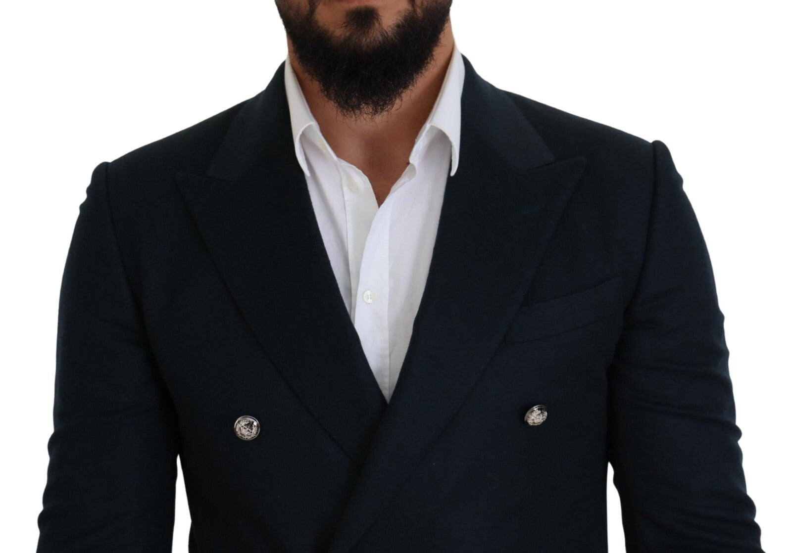 Dolce & Gabbana Blauer Zweireihiger Formaler Mantel-Blazer
