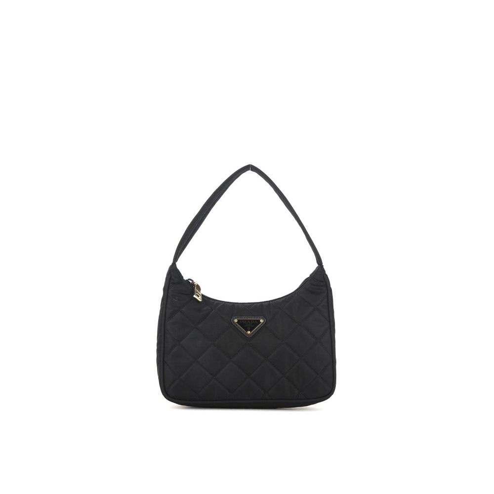 Prada Schwarze Bos Taurus Kalbsleder Schultertasche
