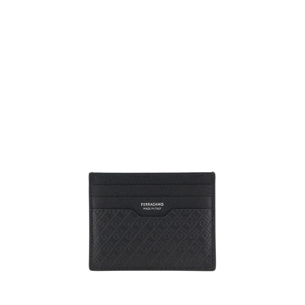 Ferragamo Schwarzes Kalbsleder Bos Taurus Portemonnaie