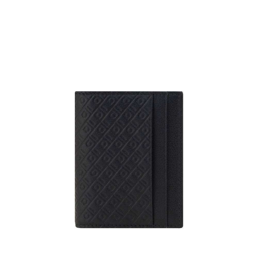 Ferragamo Schwarzes Kalbsleder Bos Taurus Portemonnaie