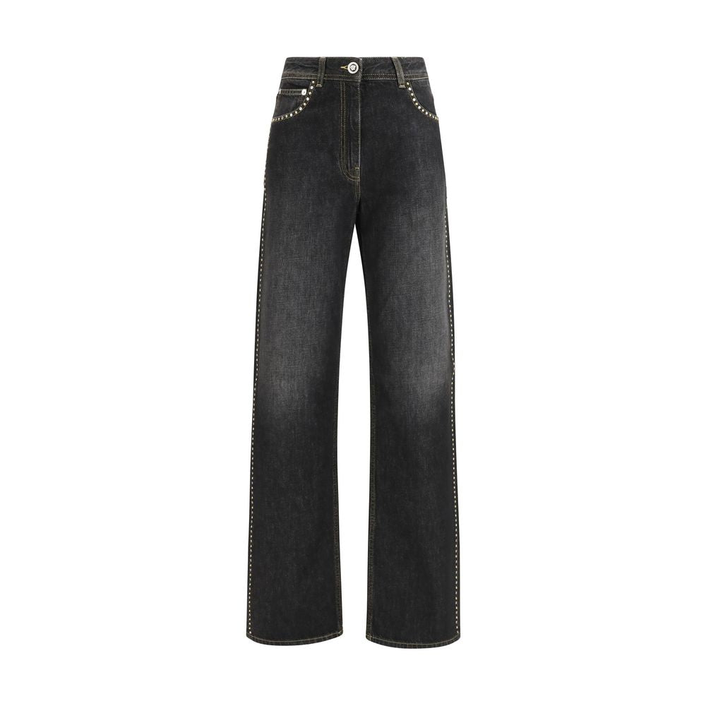 Versace Schwarze Baumwoll-Jeans mit geradem Bein