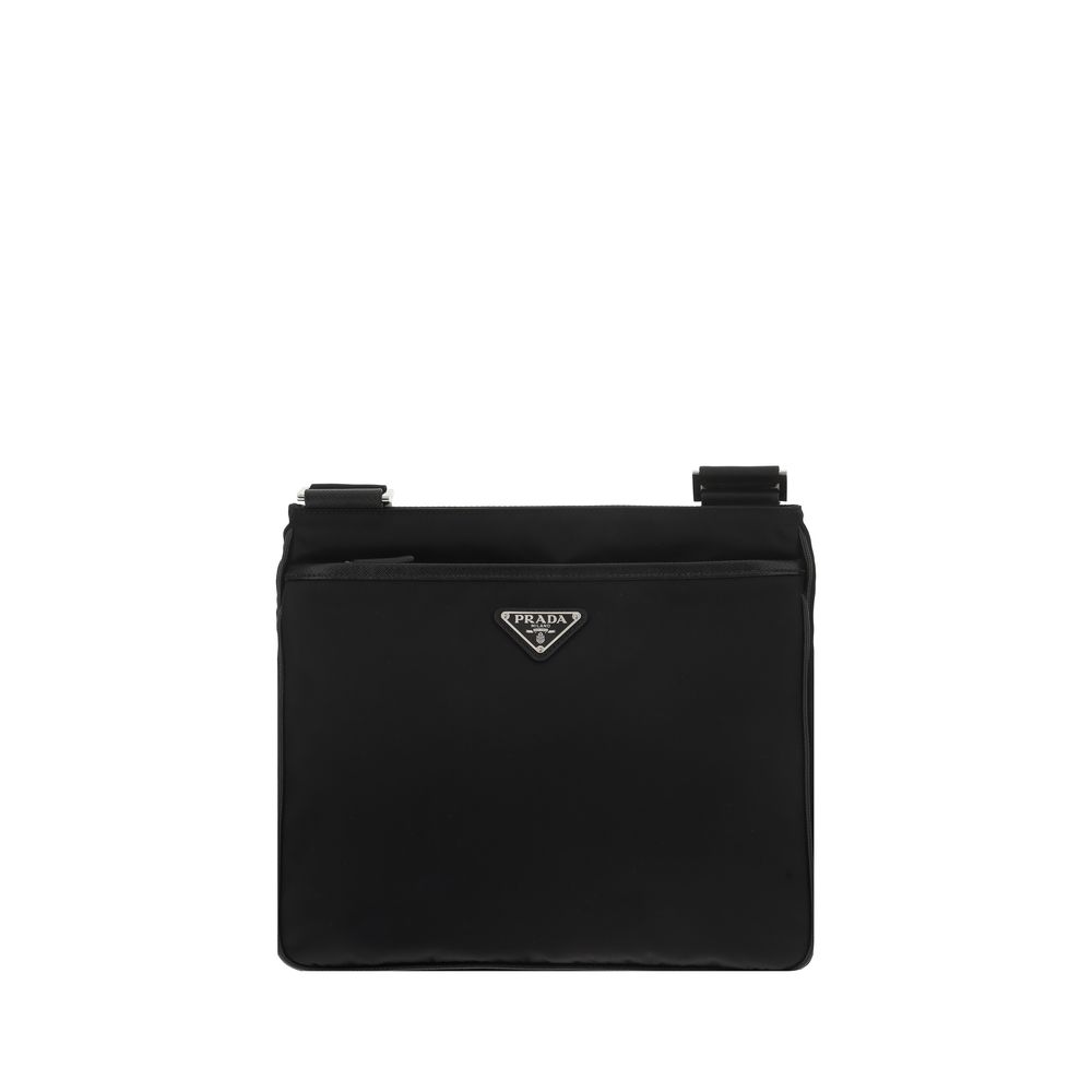 Prada Schwarze Bos Taurus Kalbsleder Schultertasche
