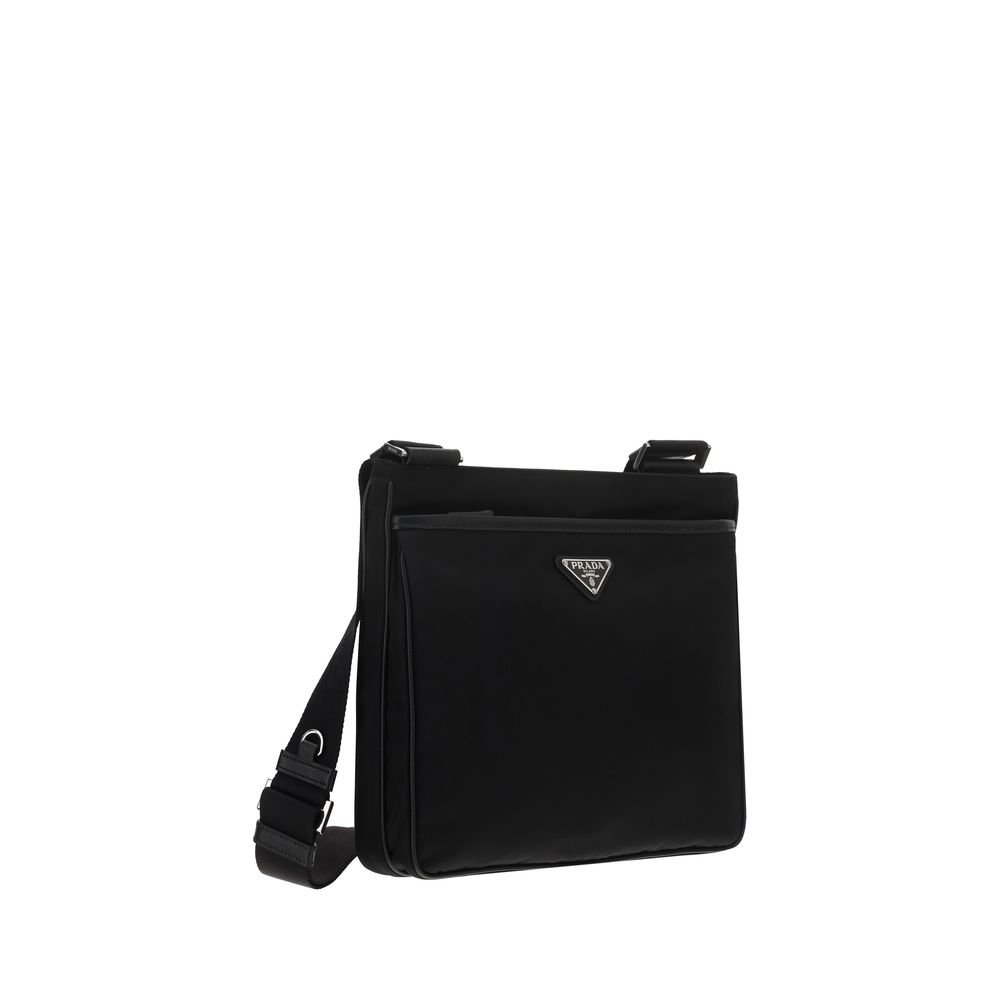 Prada Schwarze Bos Taurus Kalbsleder Schultertasche