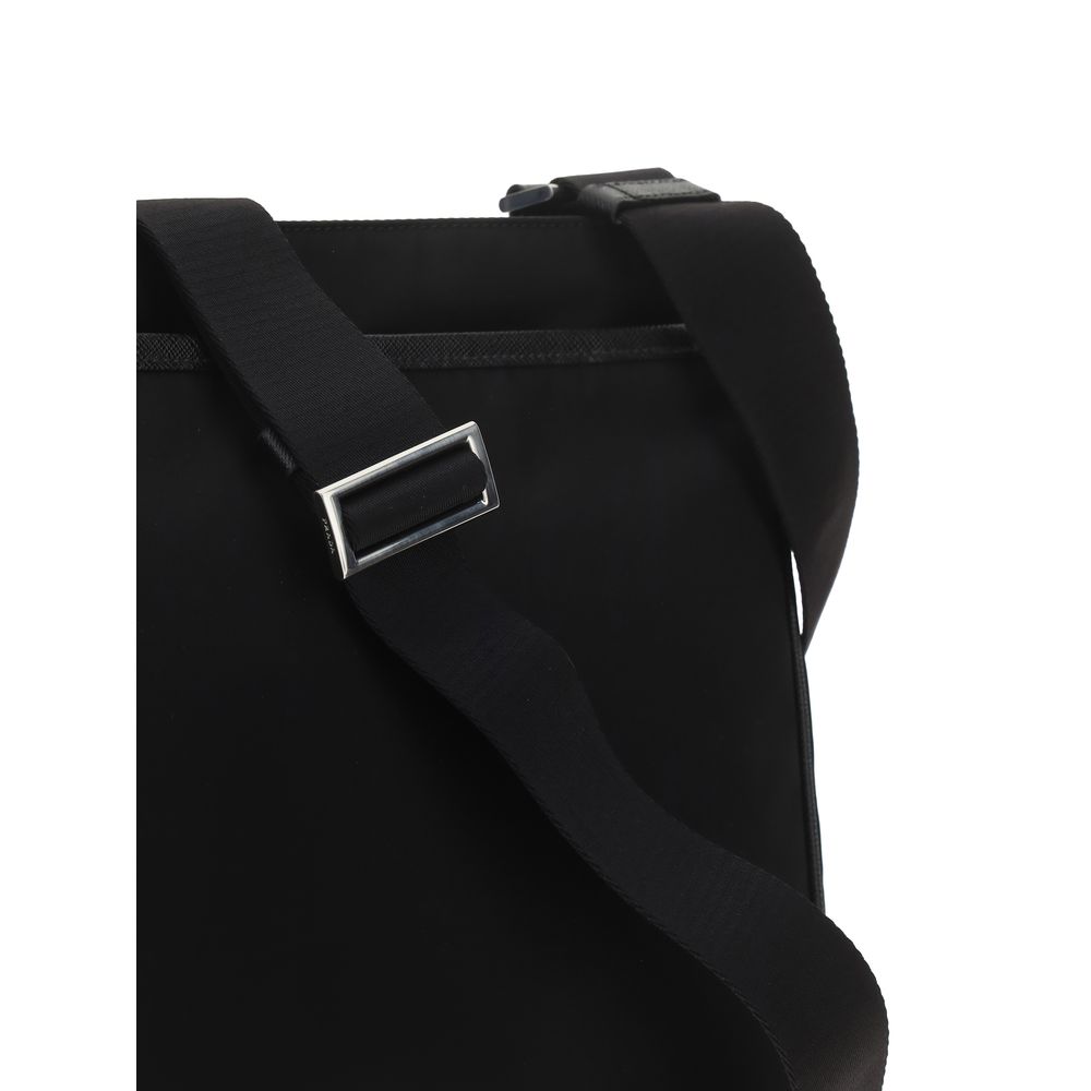 Prada Schwarze Bos Taurus Kalbsleder Schultertasche